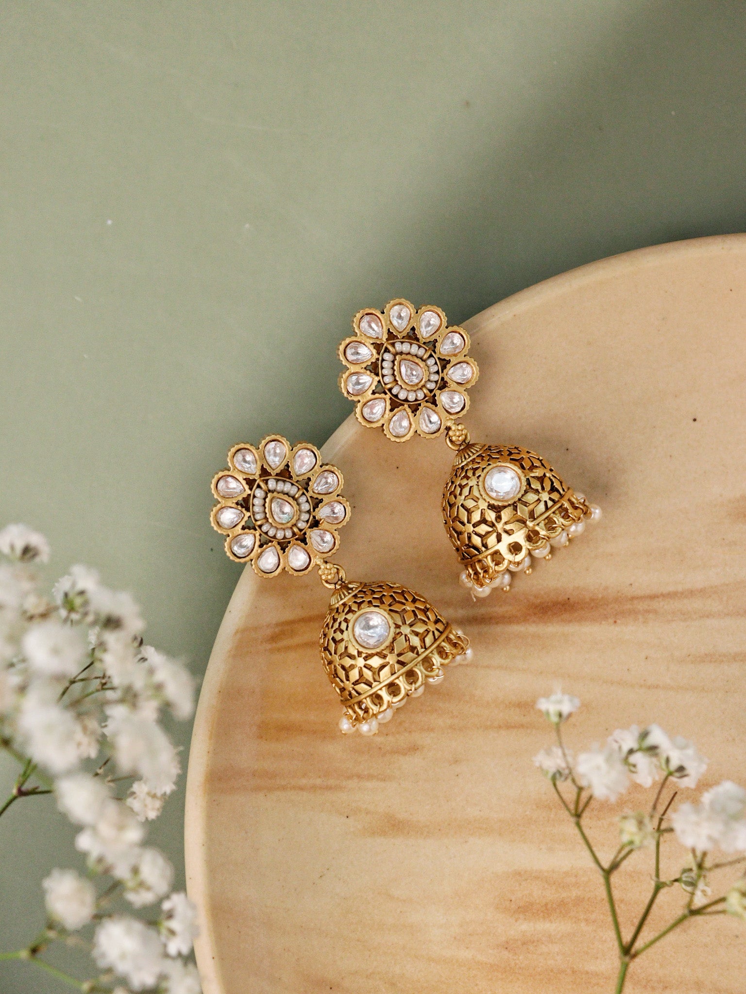 Meiraa Golden Grace Jhumki Earrings