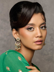 Pearl-Strung Kundan Chandbali Earrings