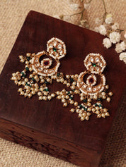 Pearl-Strung Kundan Chandbali Earrings