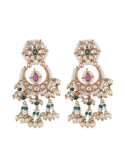 Pearl-Strung Kundan Chandbali Earrings