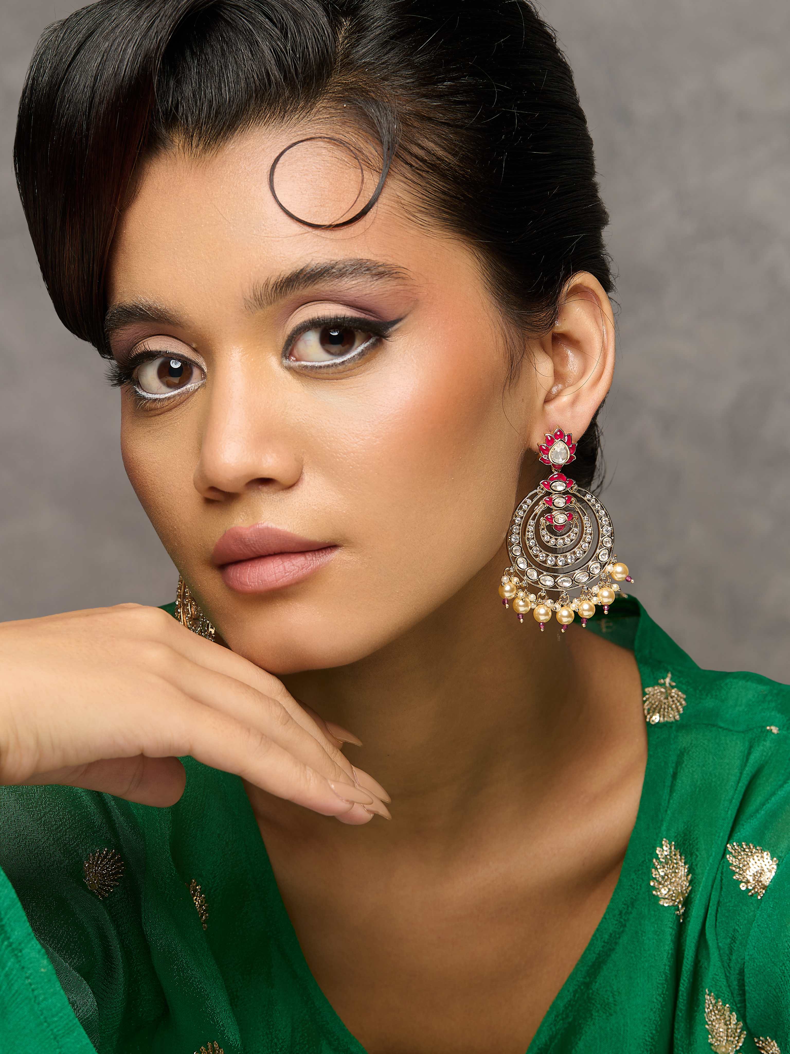 Rippling Lotus Polki Chandbali