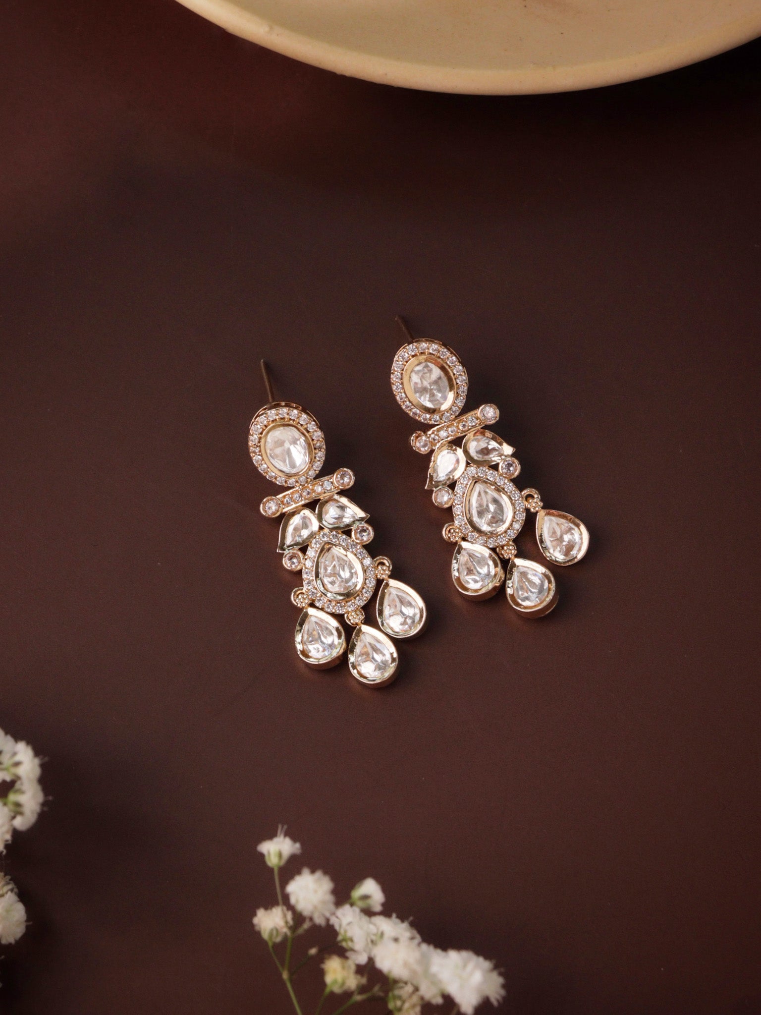 Meiraa Gleaming Kundan Dangler Earrings