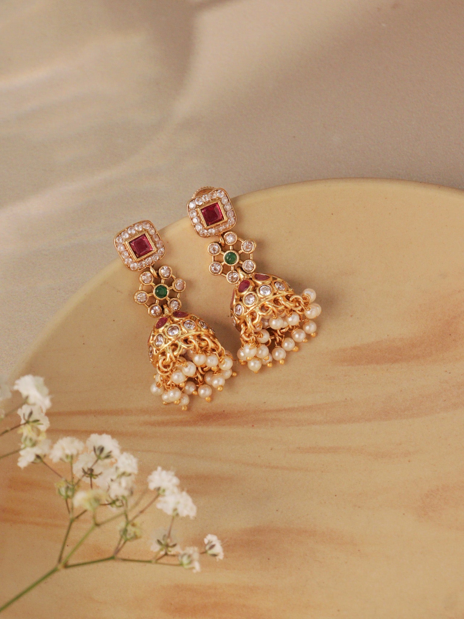 Meiraa Petite Ruby Studded Jhumki