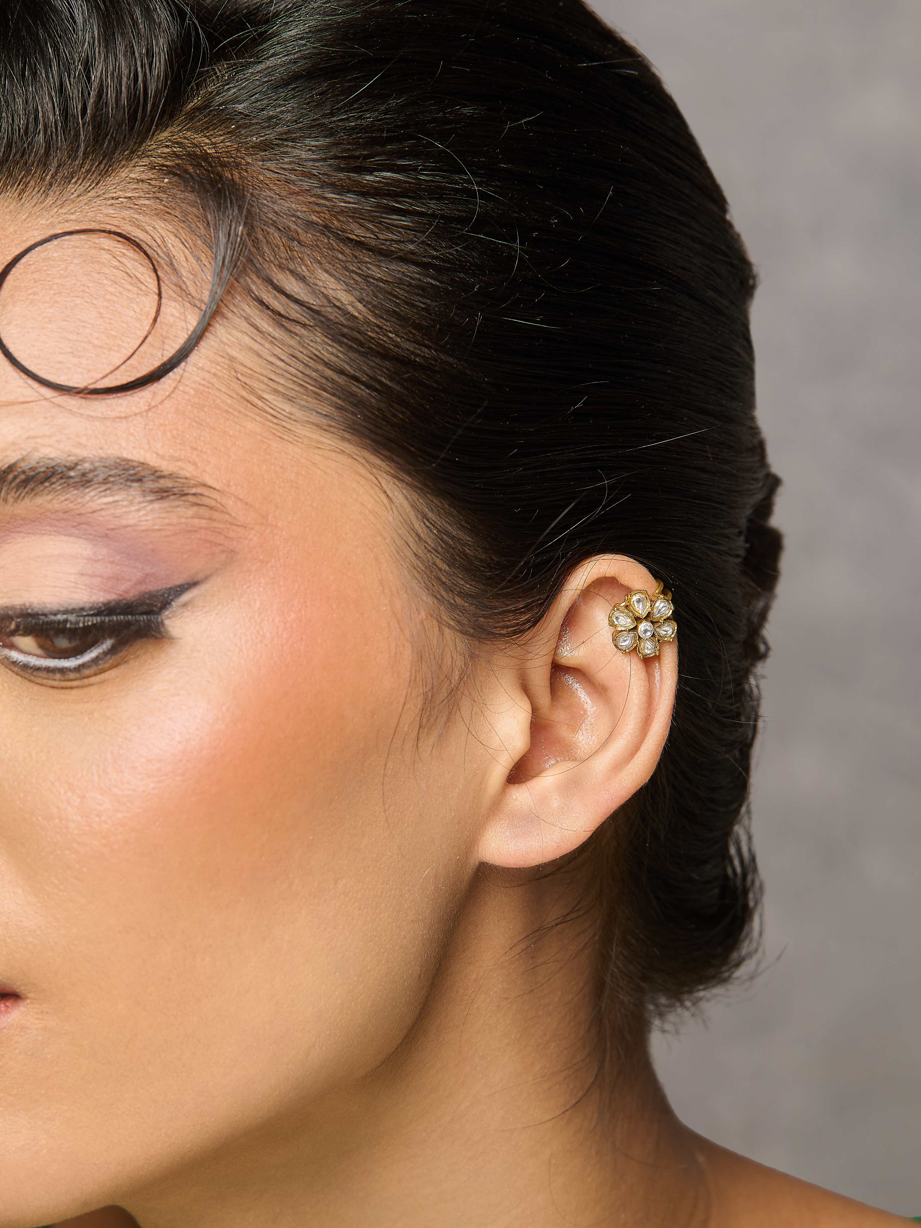 Floral Kundan Ear Cuff