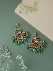 Pink Crescent Chandbali Earrings