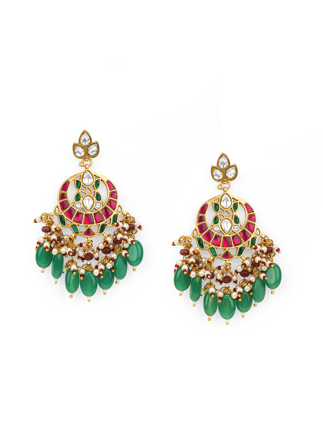 Pink Crescent Chandbali Earrings