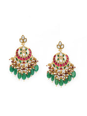 Pink Crescent Chandbali Earrings