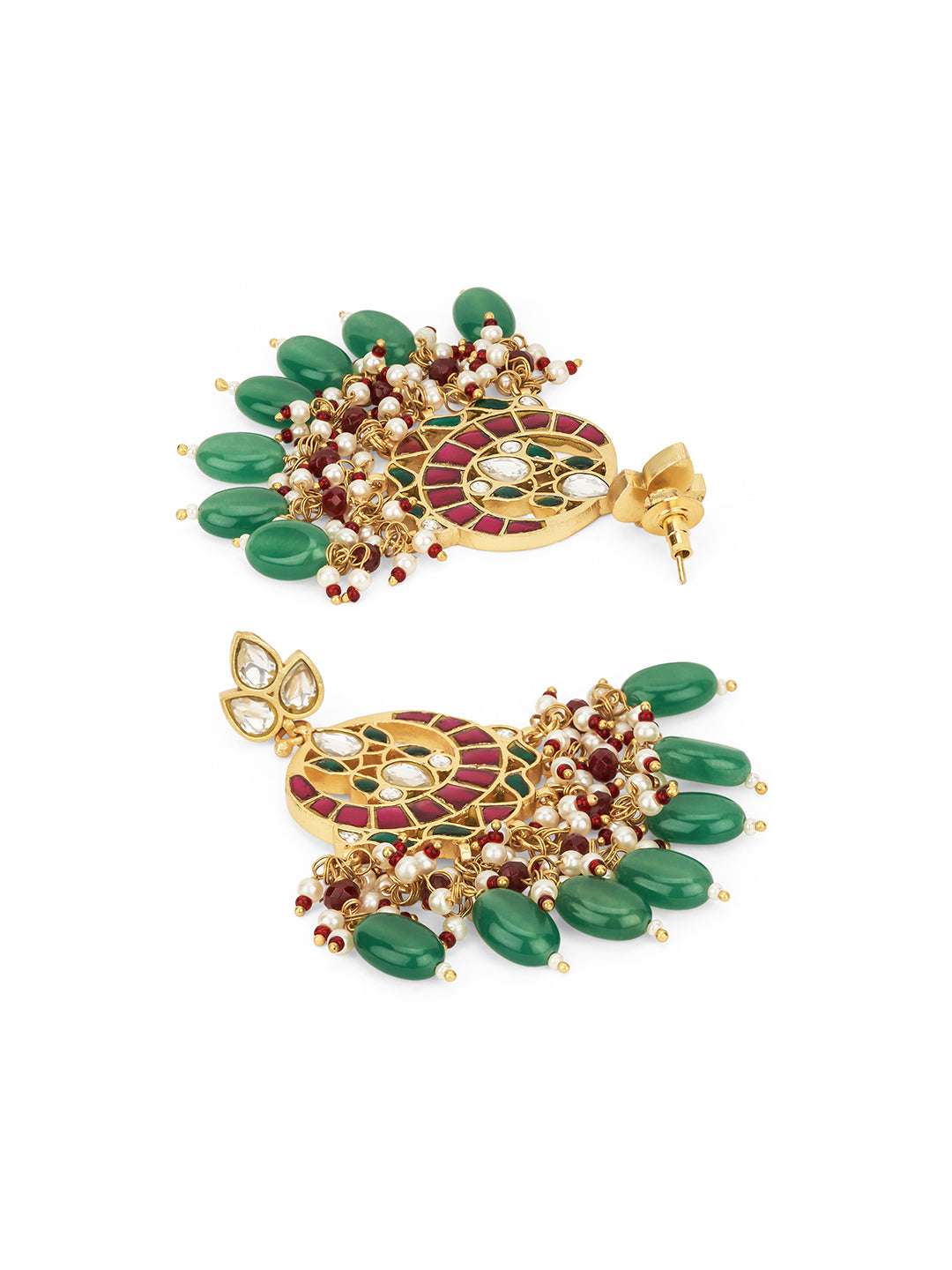 Pink Crescent Chandbali Earrings