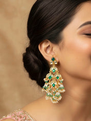 Mystic Green Kundan Dangler Earrings