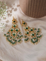Mystic Green Kundan Dangler Earrings