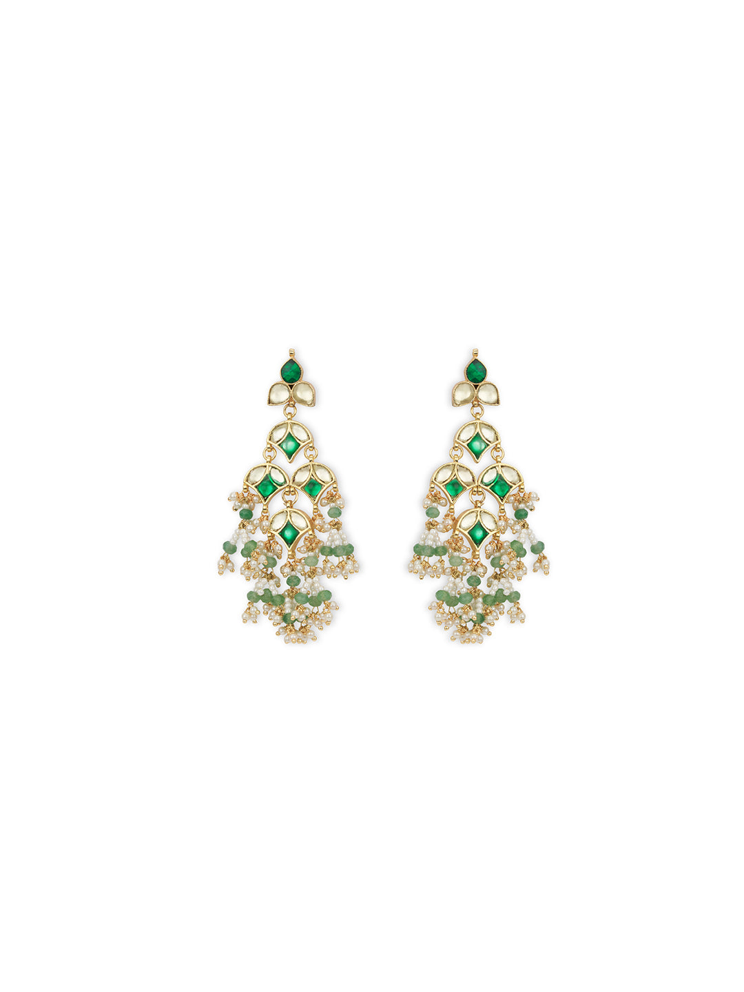 Mystic Green Kundan Dangler Earrings