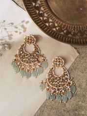 Jade Drop Kundan Chandbali Earrings