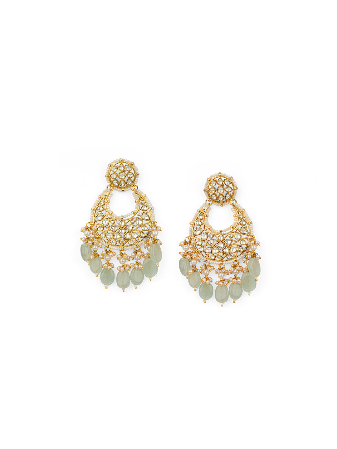 Jade Drop Kundan Chandbali Earrings