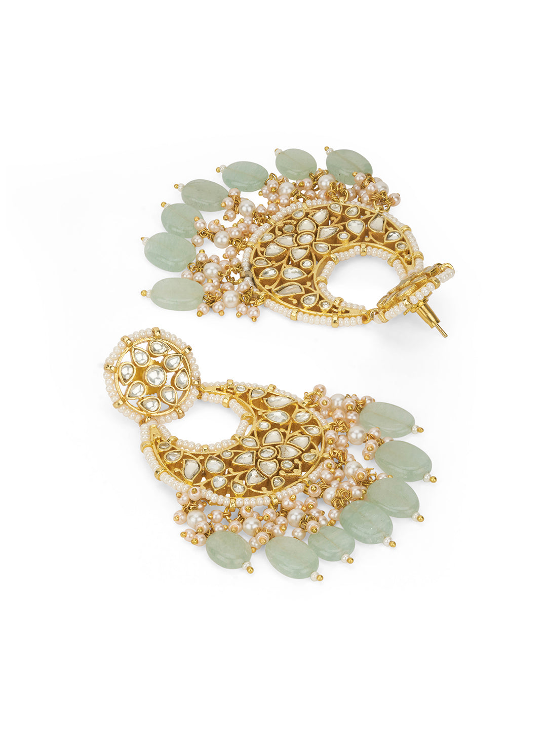Jade Drop Kundan Chandbali Earrings