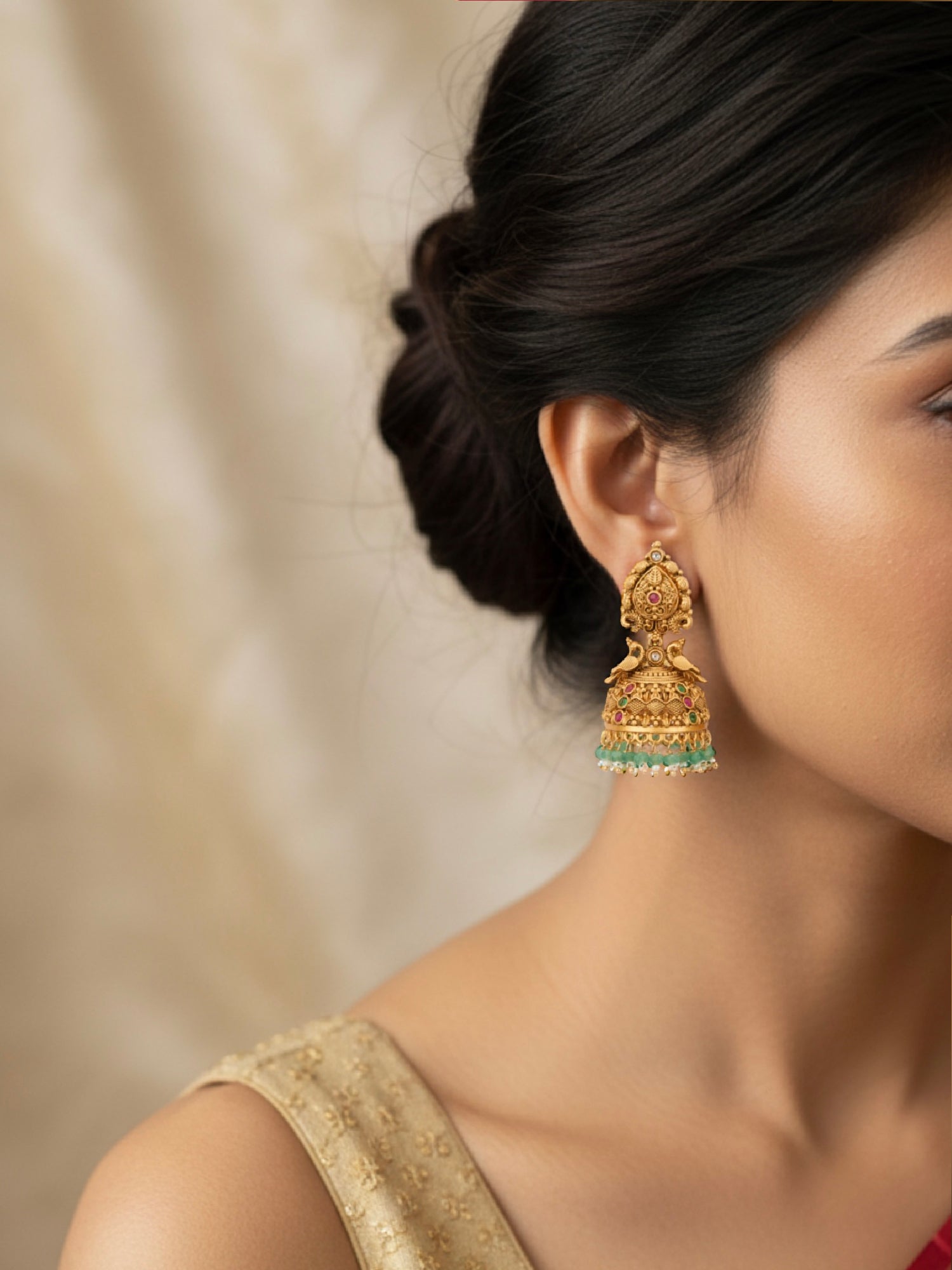 Peacock Nakashi Jhumki Earrings