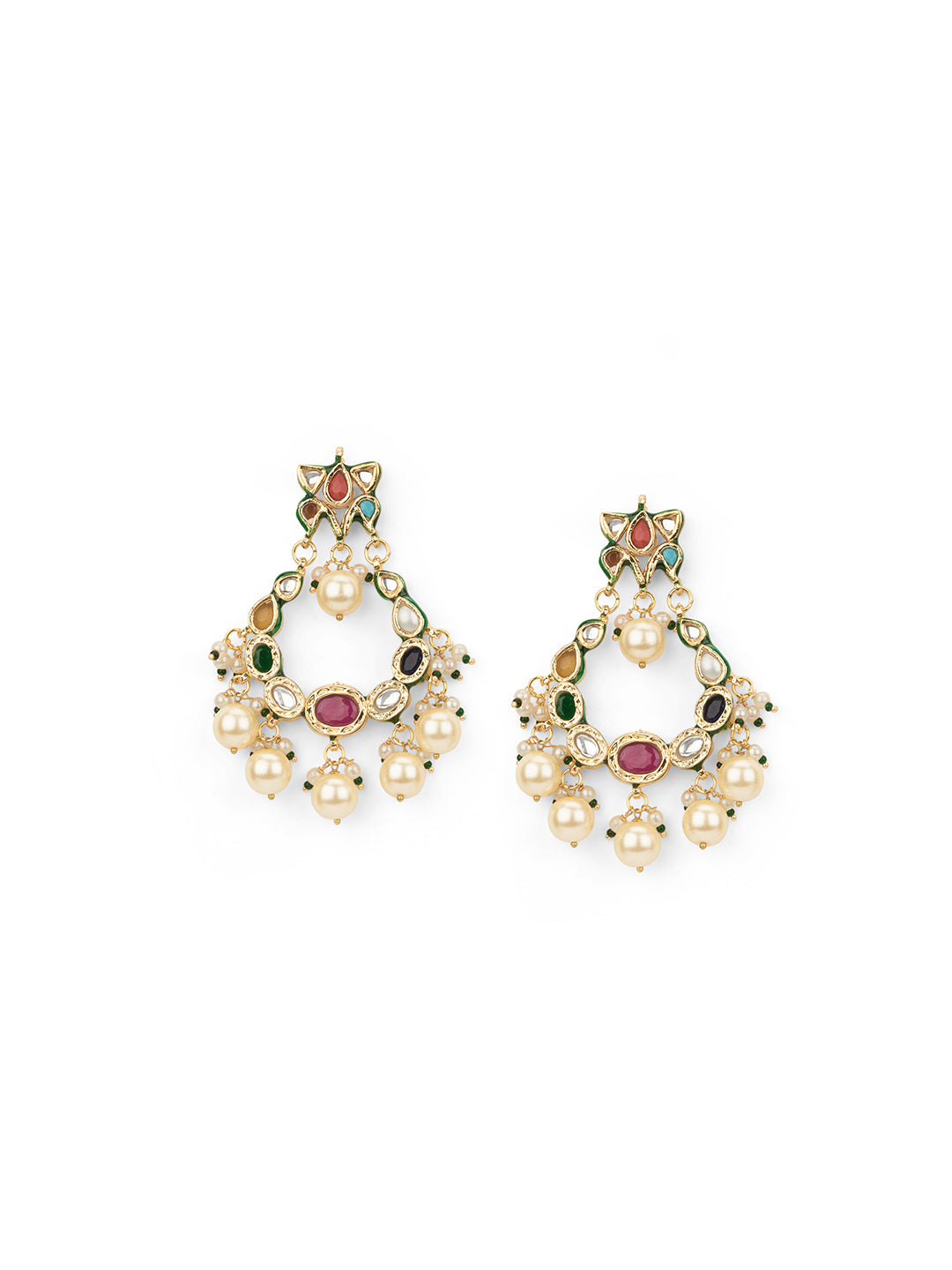 Navratna Swing Chandbali Earrings