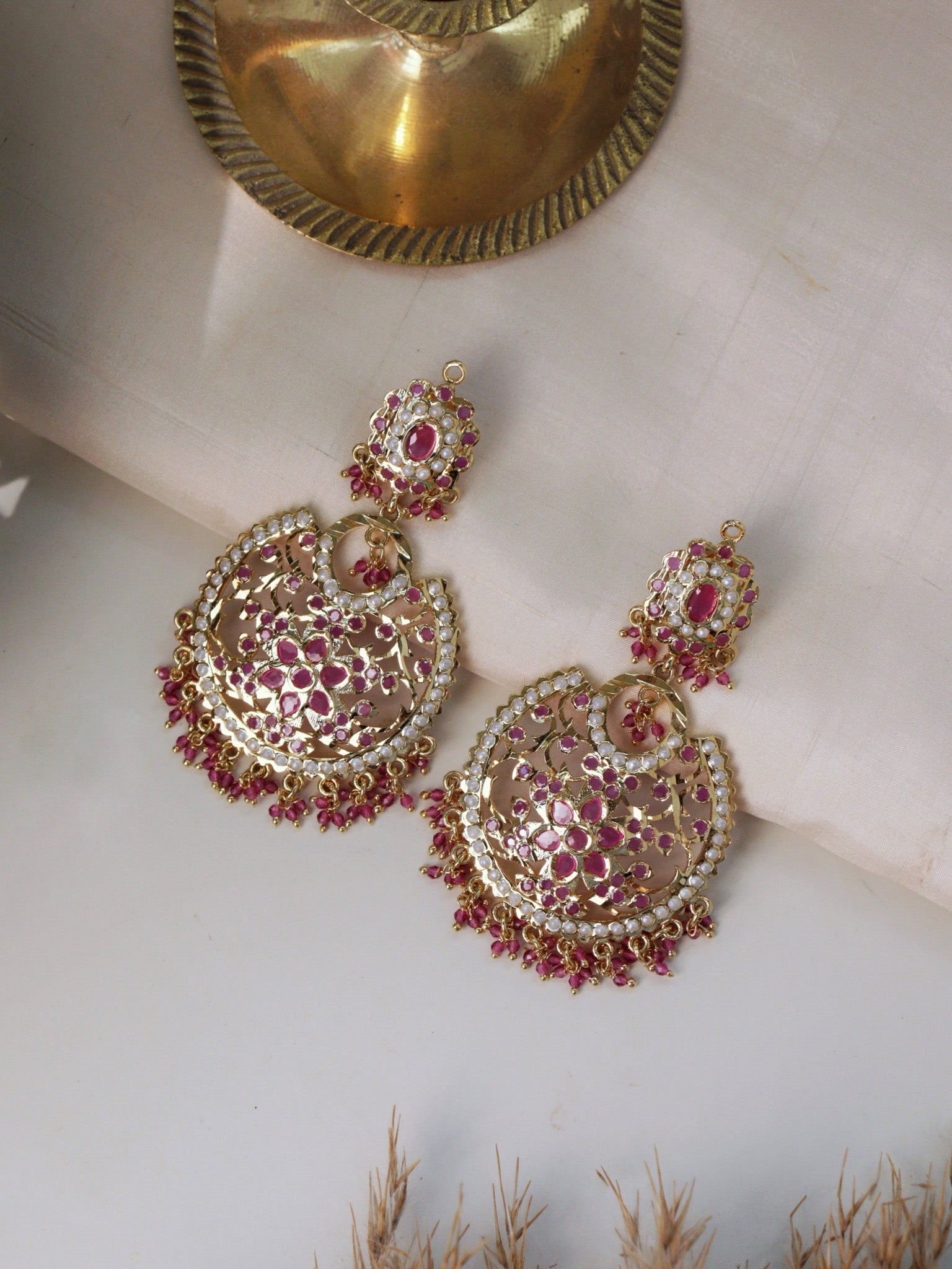 Blush Pink Jadau Chandblis Earrings