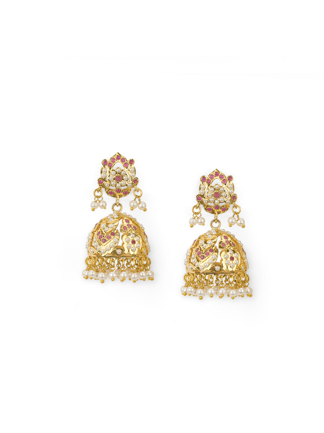 Jadau Blush Jhumki Earrings