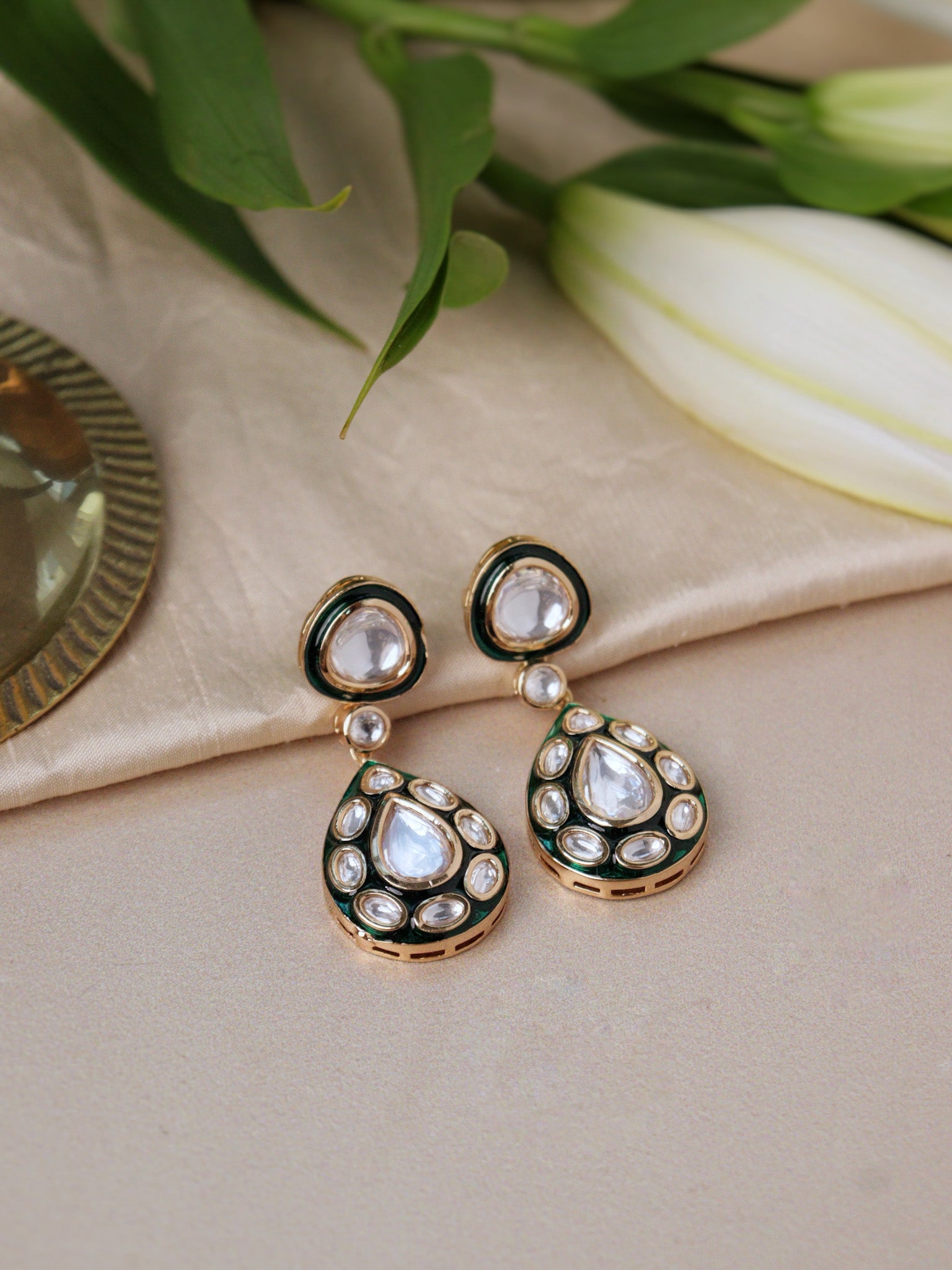 Enamel Kundan Drop Earring