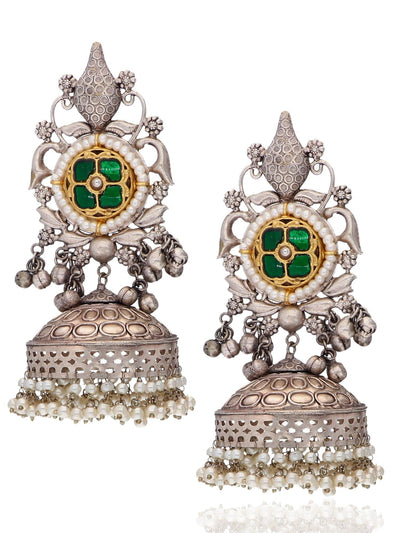 Aria Dual Tone Vintage Jhumki Earrings 