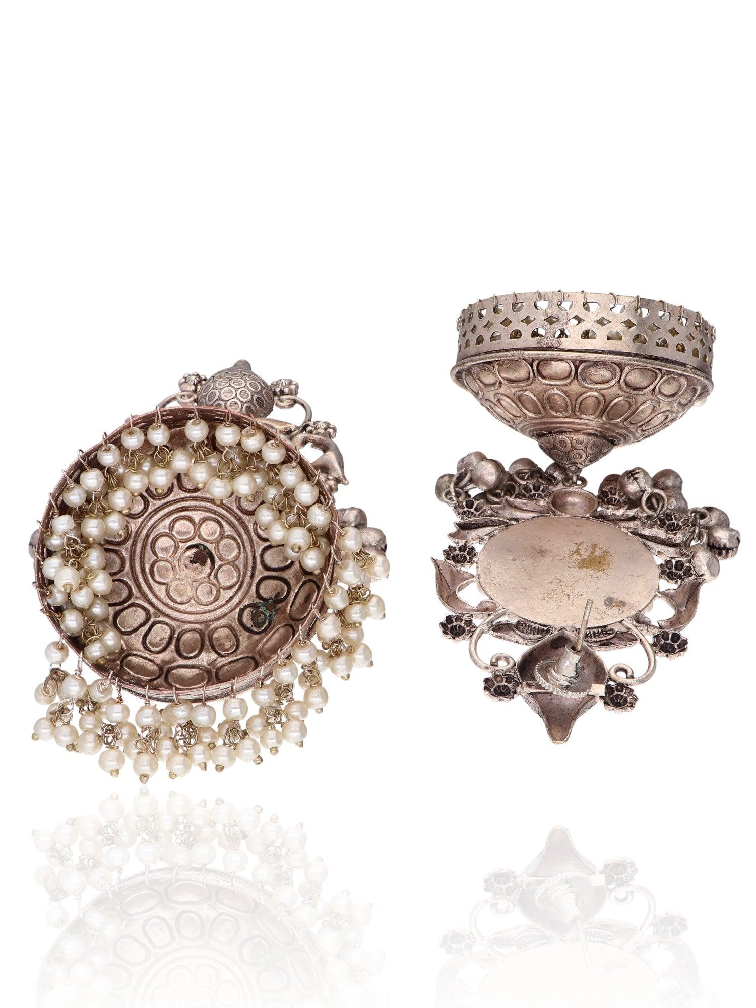 Aria Dual Tone Vintage Jhumki Earrings 