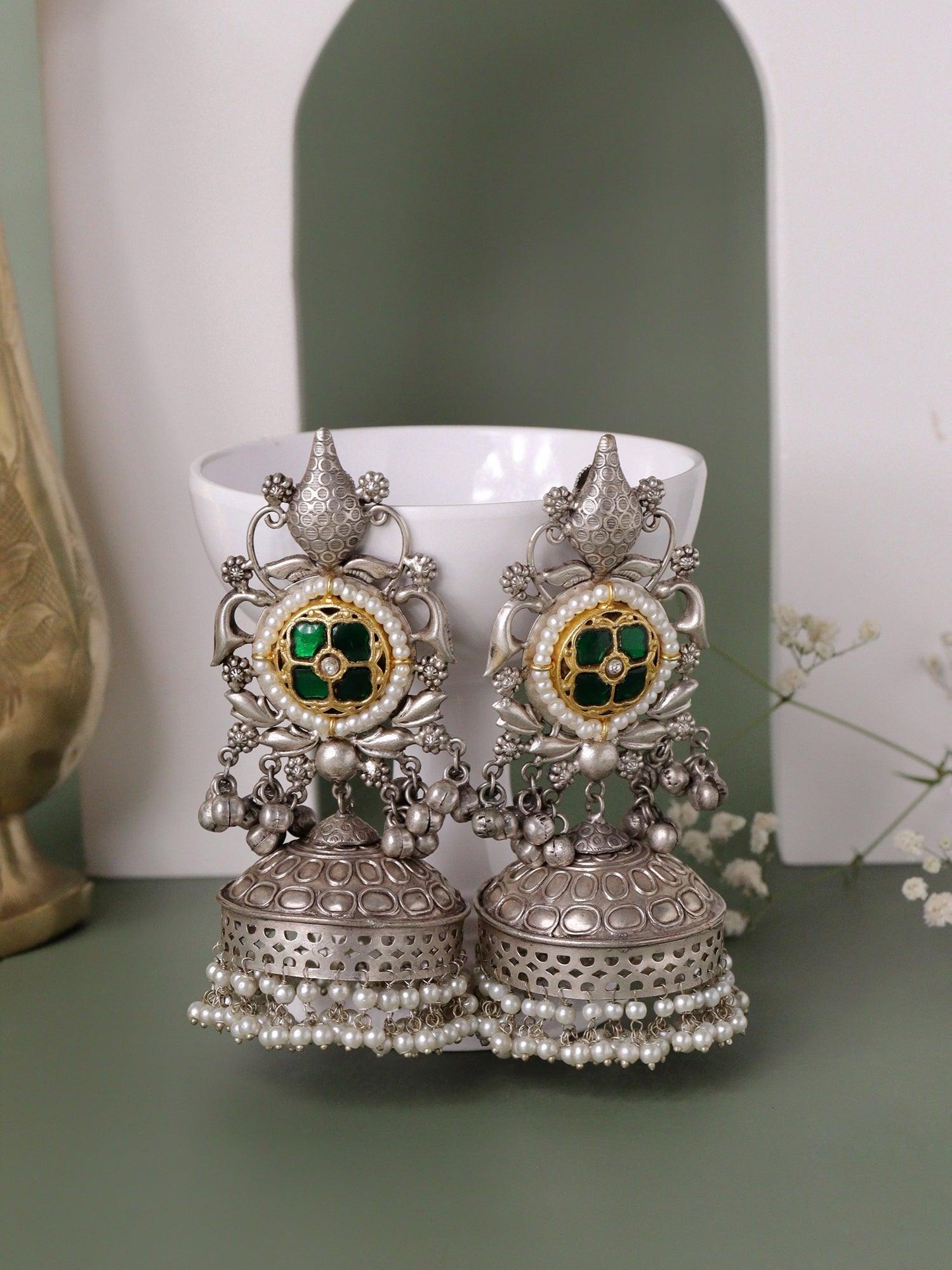 Aria Dual Tone Vintage Jhumki Earrings 