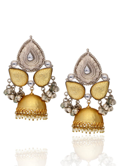 Aria Gold Dust Leaflet Jhumki Earrings 