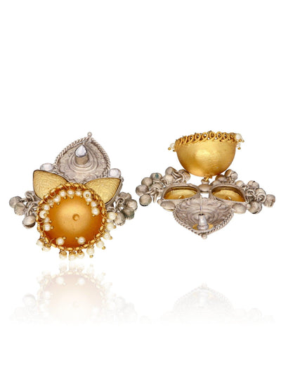 Aria Gold Dust Leaflet Jhumki Earrings 