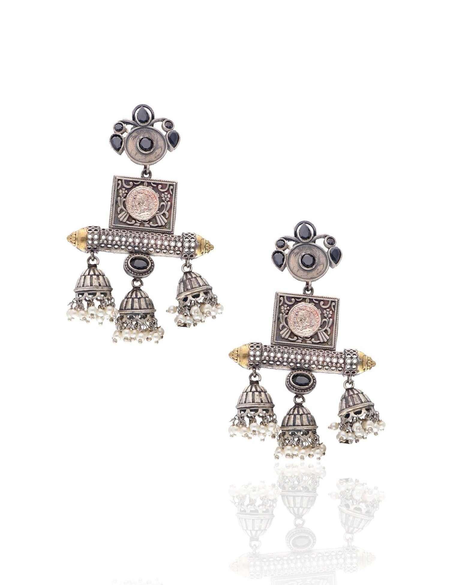 Oxidised Jhumki Earrings