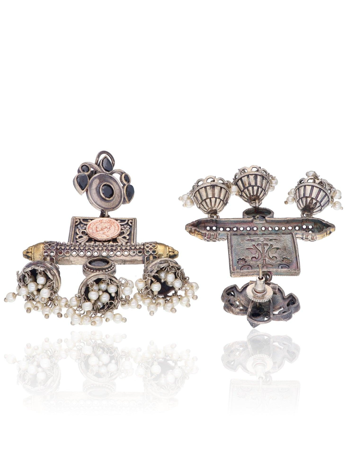 Oxidised Jhumki Earrings