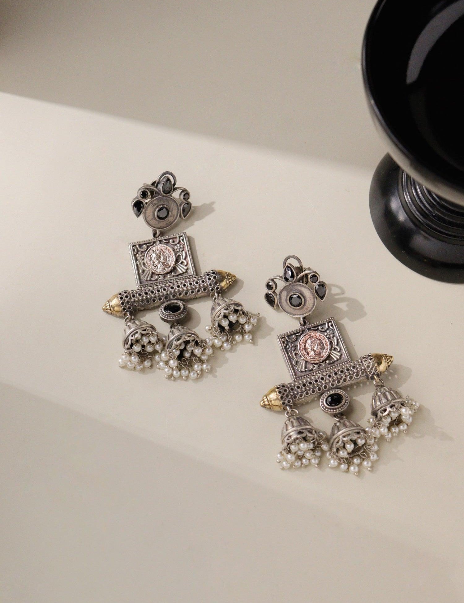 Oxidised Jhumki Earrings