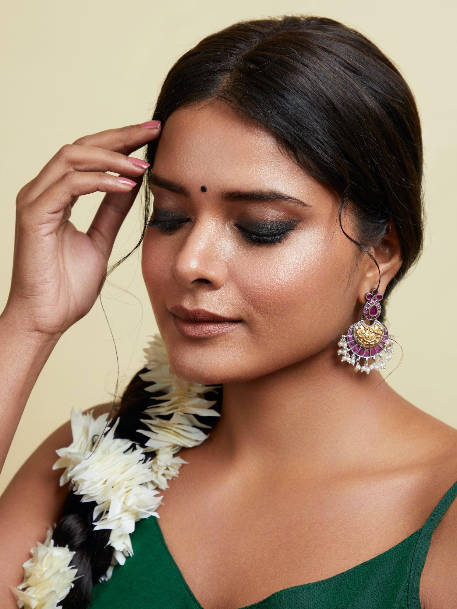  Aria Pink Dual Gold Dangler Earrings