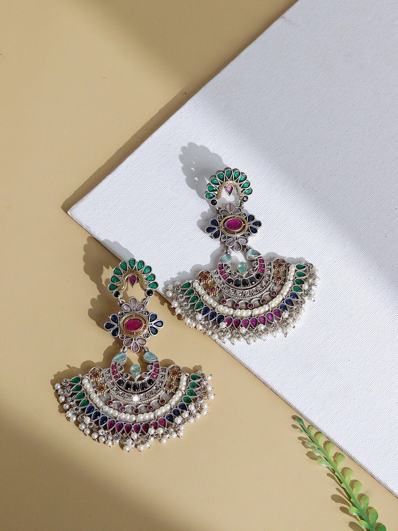 The Gypsy Multi Coloured Oxidised Chandbali Earrings 