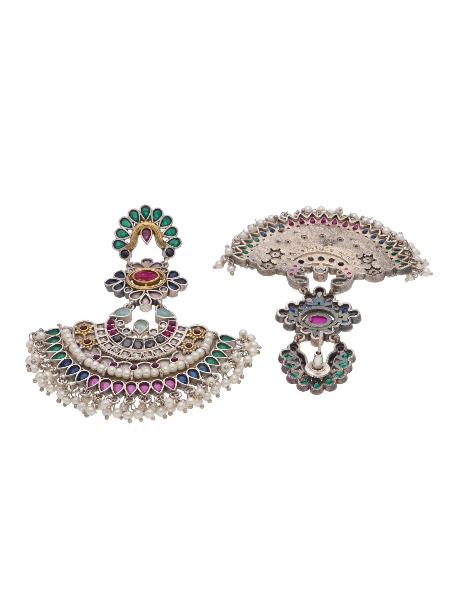 The Gypsy Multi Coloured Oxidised Chandbali Earrings 