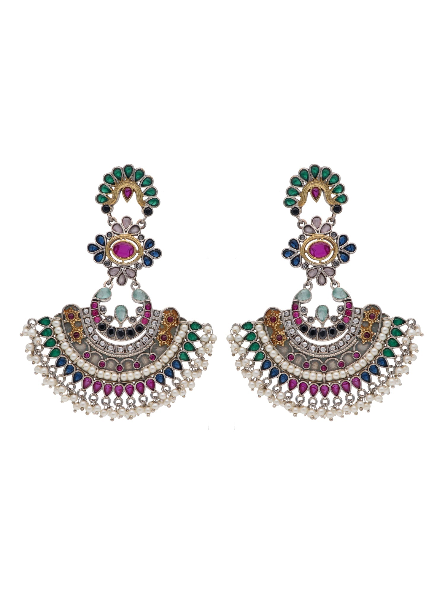 The Gypsy Multi Coloured Oxidised Chandbali Earrings 