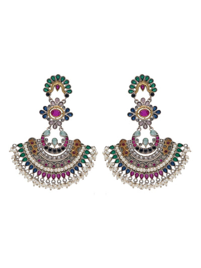 The Gypsy Multi Coloured Oxidised Chandbali Earrings 