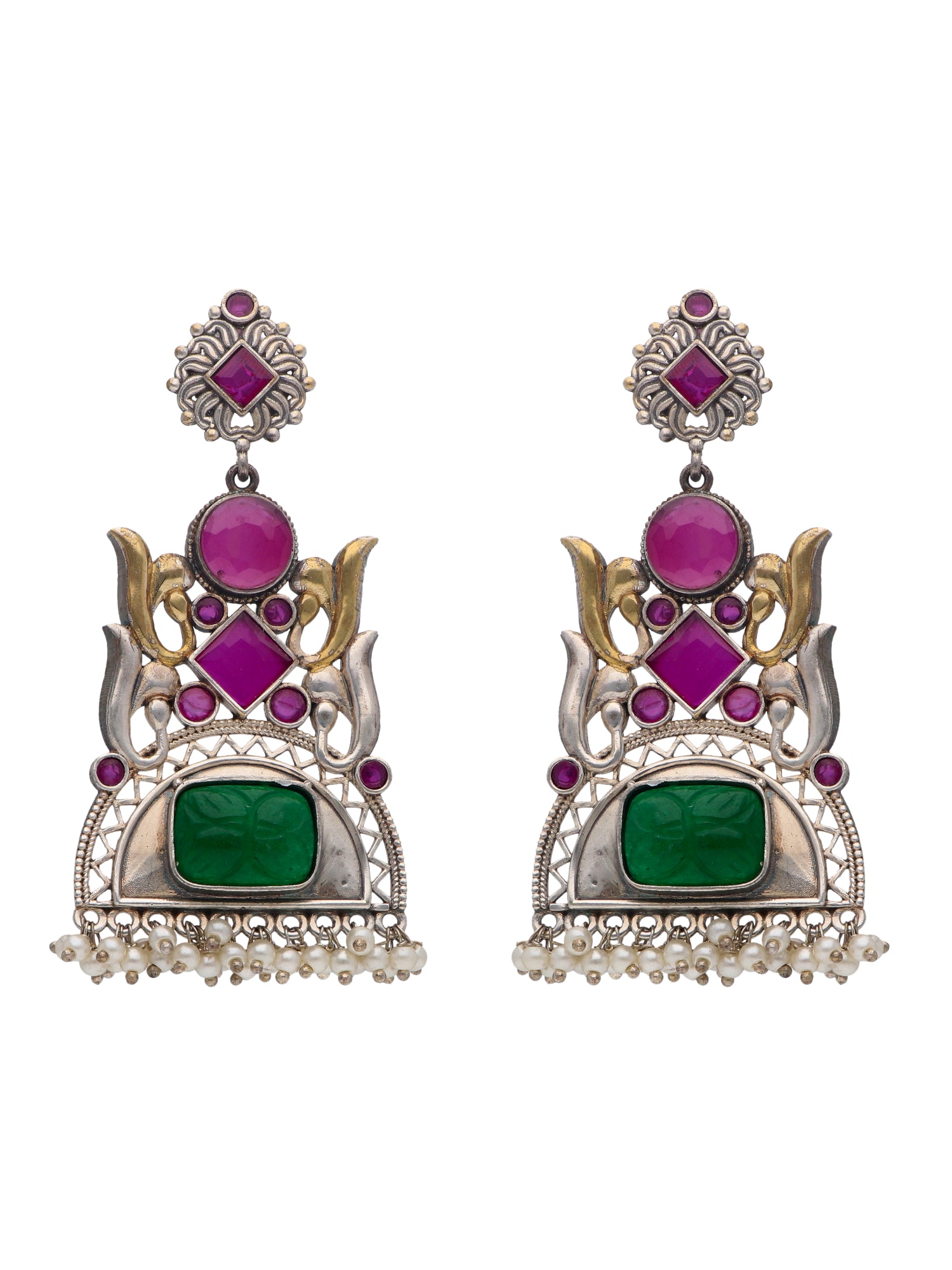 The Gypsy Scarlet Ivy Oxidised Dangler Earrings - Curio Cottage 
