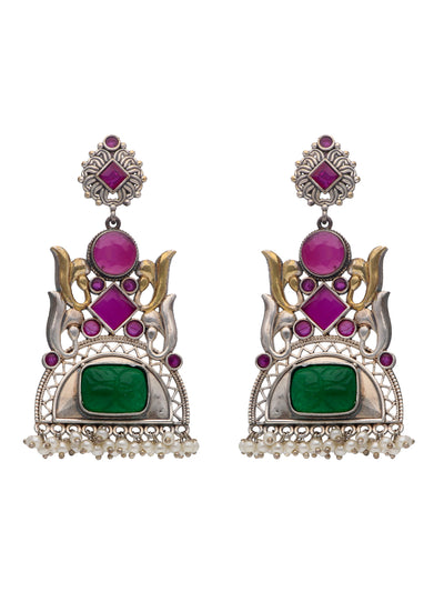The Gypsy Scarlet Ivy Oxidised Dangler Earrings - Curio Cottage 