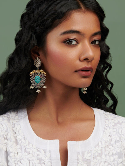 Turquoise Tusker Gypsy Dangler Earrings - Curio Cottage 