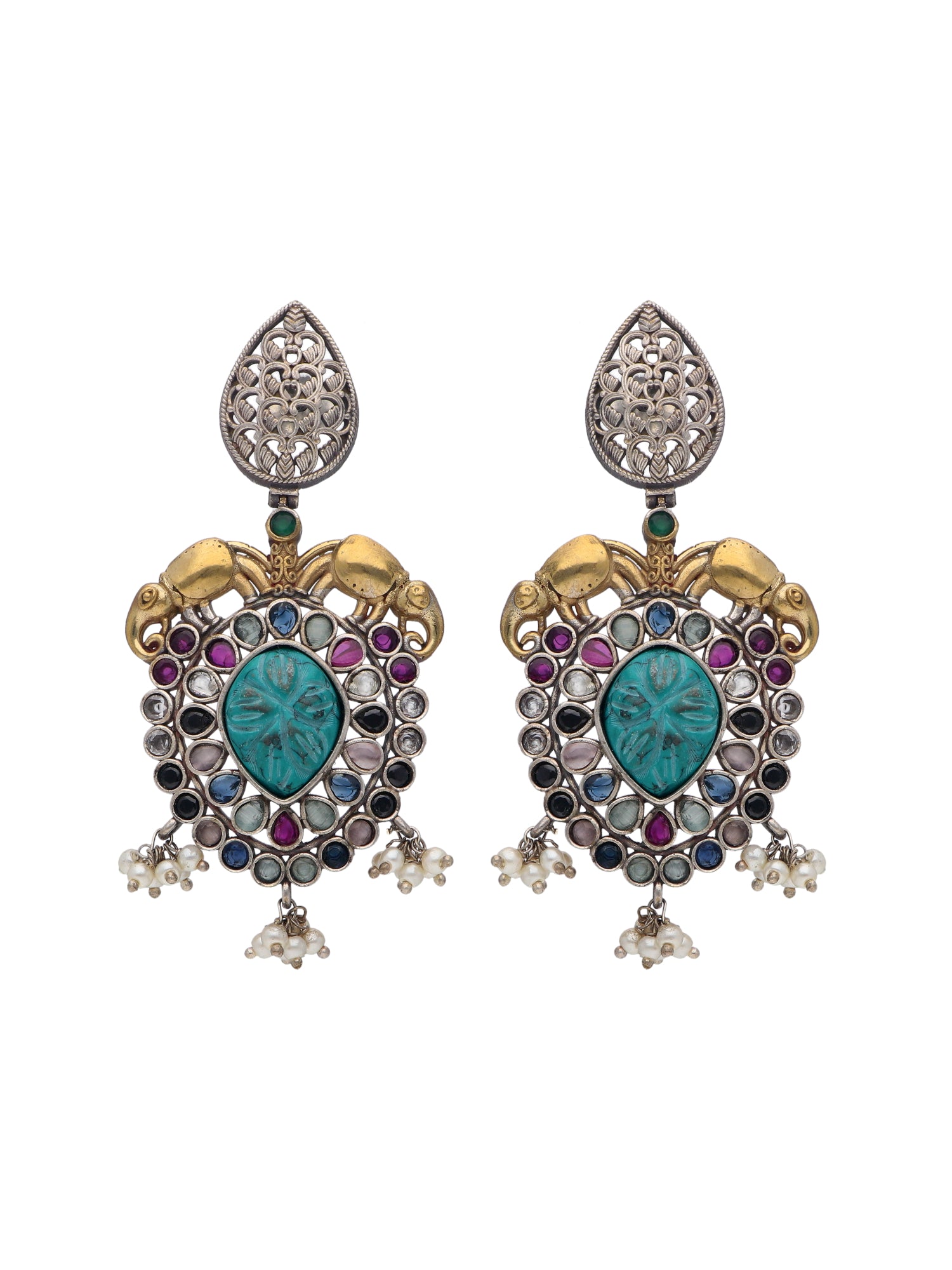 Turquoise Tusker Gypsy Dangler Earrings - Curio Cottage 