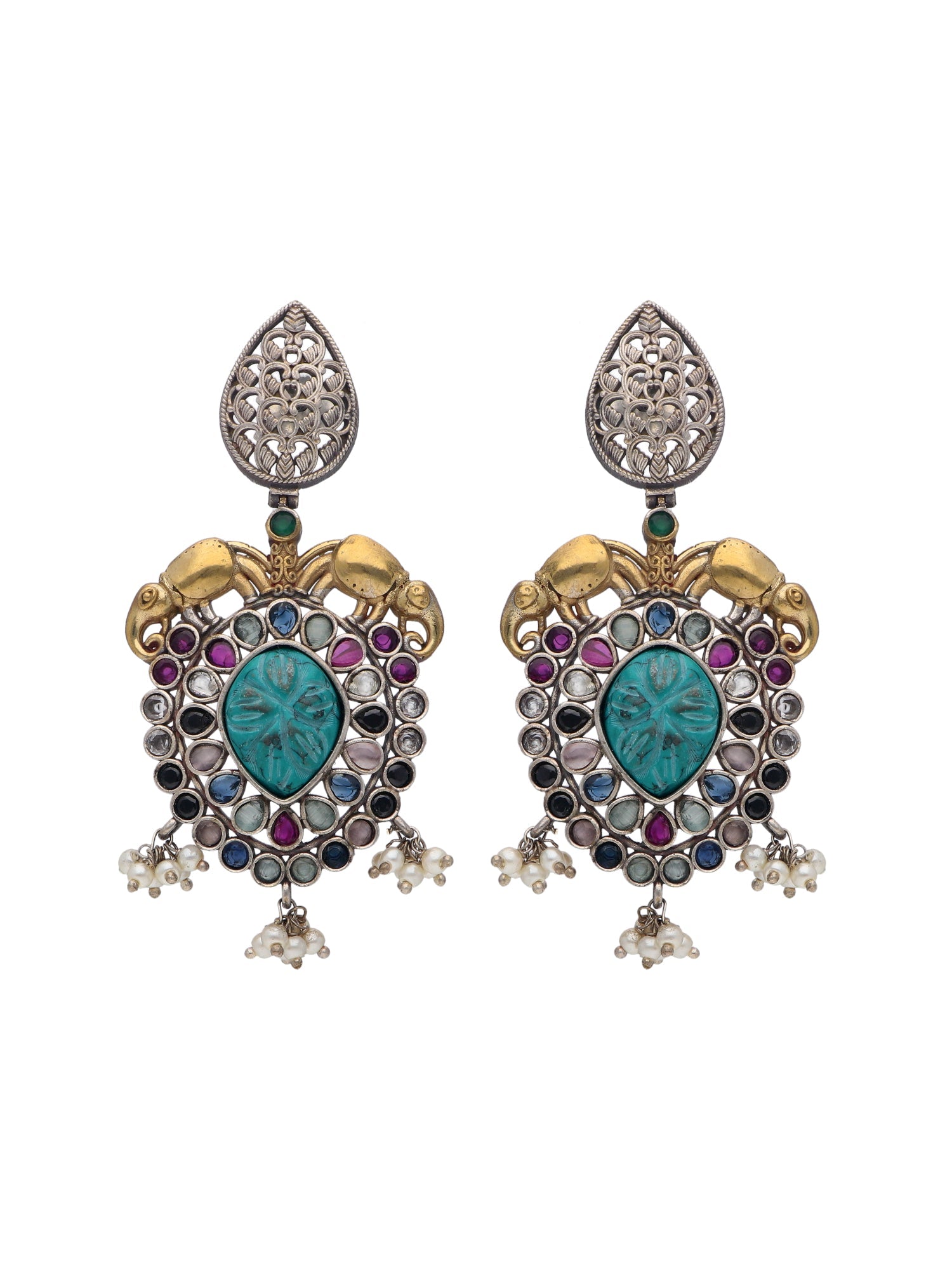 Turquoise Tusker Gypsy Dangler Earrings 