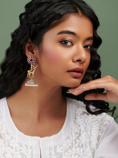 Golden Antlers Bloom Jhumki Earrings 