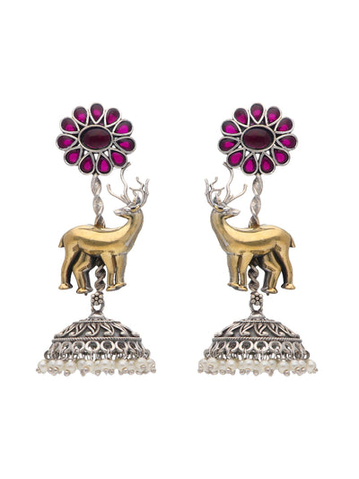 Golden Antlers Bloom Jhumki Earrings 