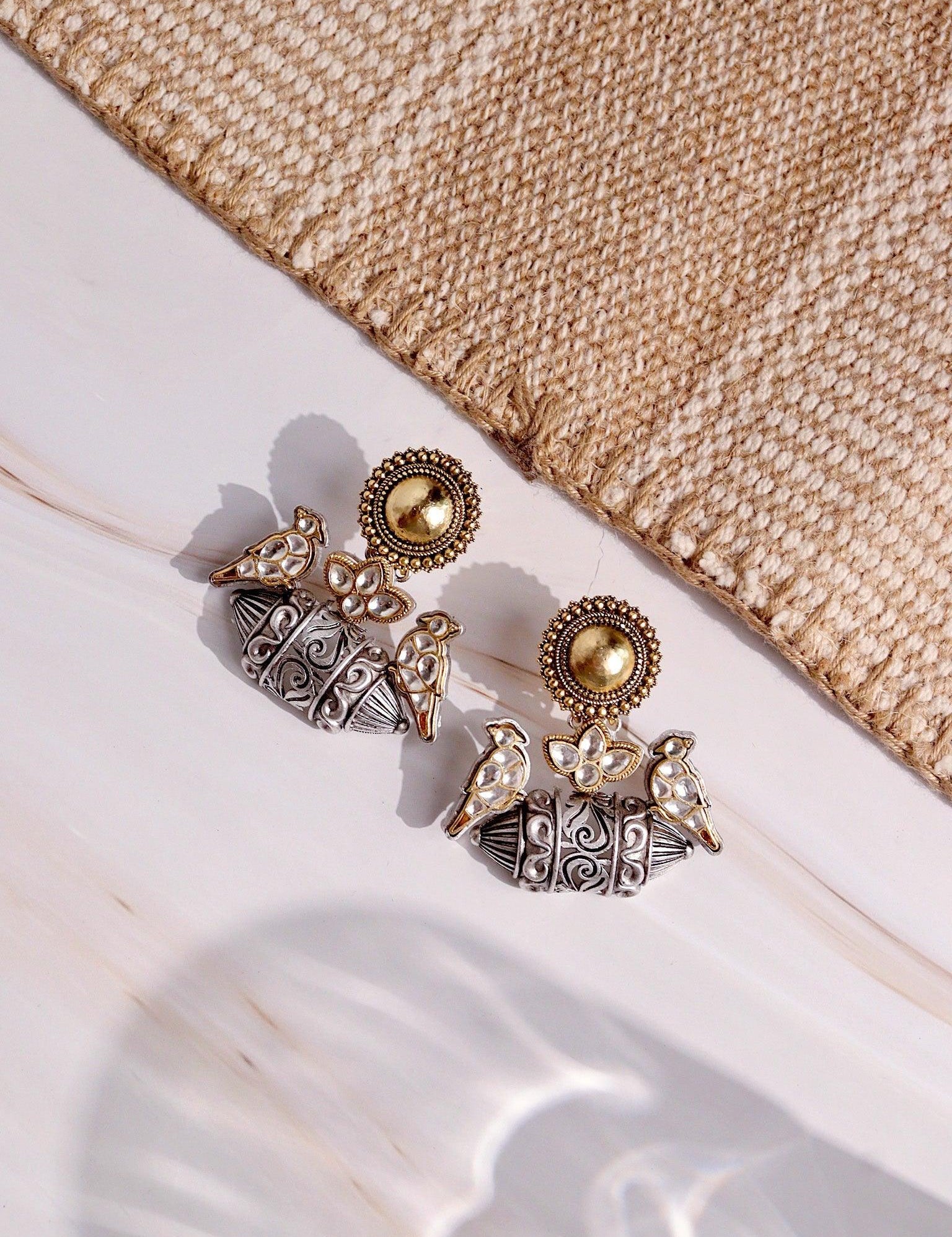 Oxidised Bird Dangler Earrings