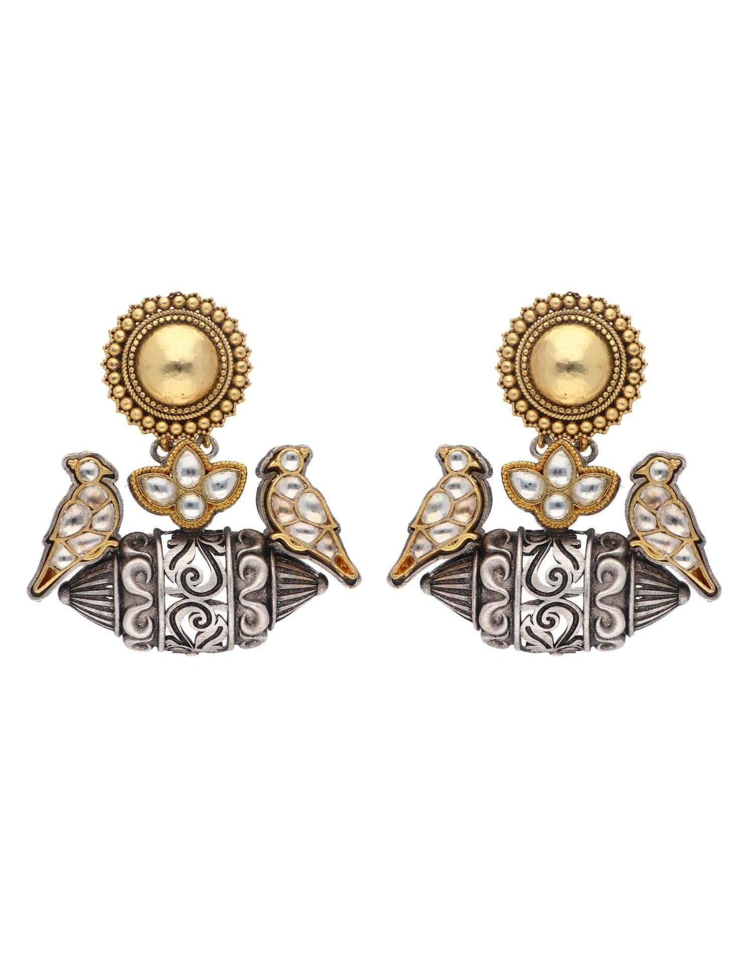 Oxidised Bird Dangler Earrings