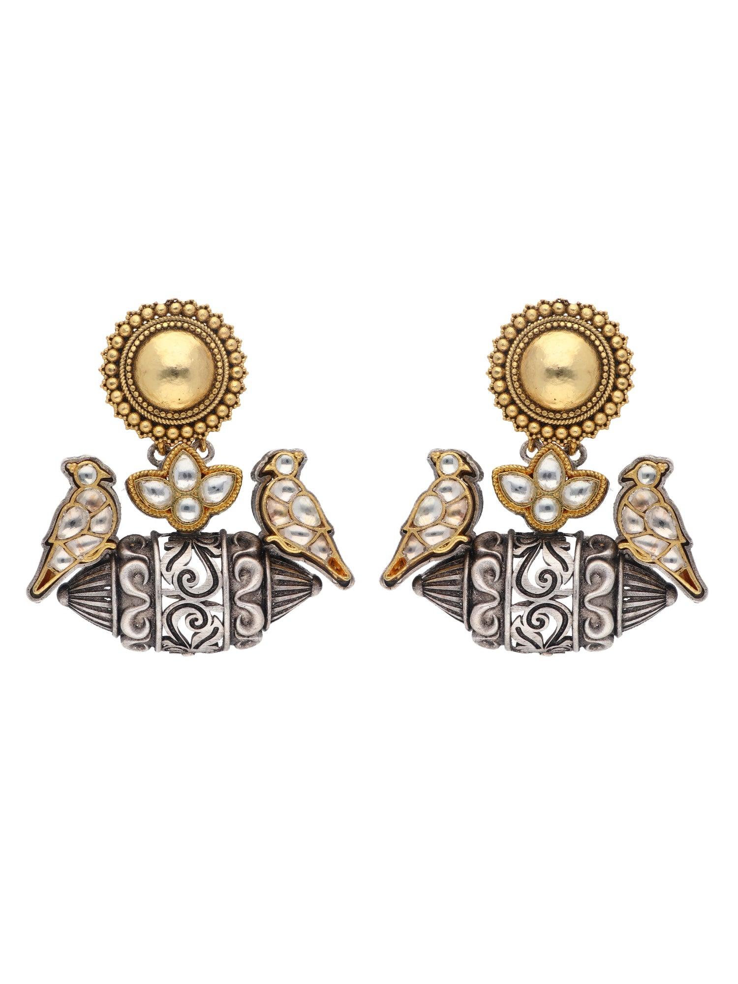 Oxidised Bird Dangler Earrings
