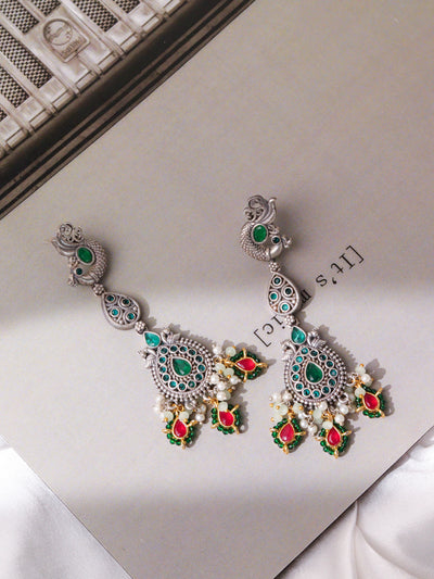 Onyx Ornate Green Dangler Earrings - Curio Cottage Onyx Ornate Green Dangler Earrings