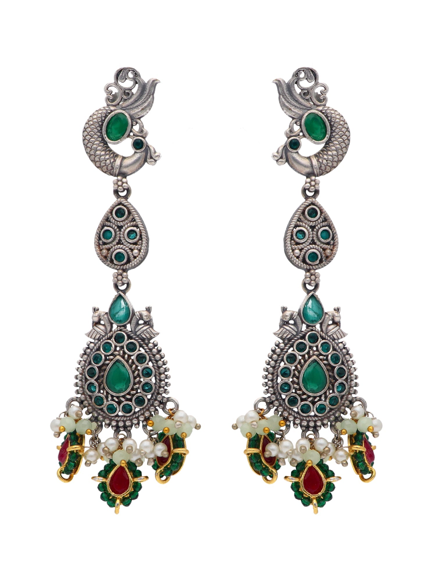 Onyx Ornate Green Dangler Earrings 