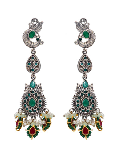 Onyx Ornate Green Dangler Earrings - Curio Cottage 