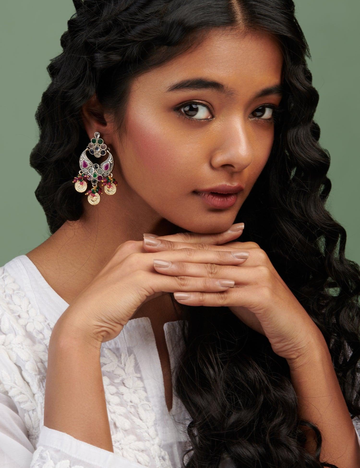 Oxidised Coin Mini Chandbali Earrings